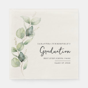 Watercolor Graduation 2026 Eucalyptus Paper Napkin