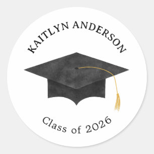 Watercolor Graduation Cap Grad Sticker