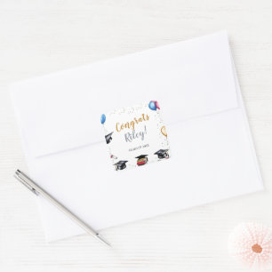 Watercolor Graduation Party Square Sticker