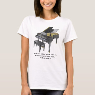 Watercolor Grand Piano  Illustration Chopin Quote  T-Shirt