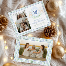Watercolor Grandmillennial Reindeer Monogram Crest
