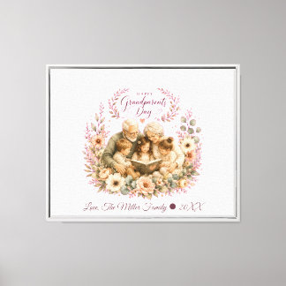 Watercolor Grandparents Day / Abuelos Floral Canvas Print