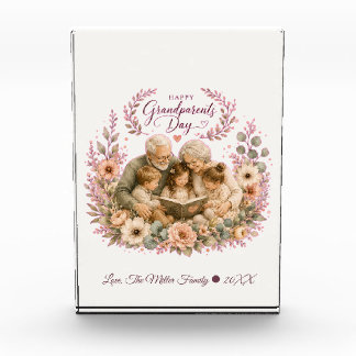 Watercolor Grandparents Day / Abuelos Floral Photo Block