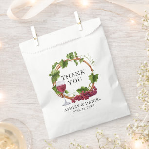 Watercolor Grape Vines Wreath Wedding Thank You Favour Bags
