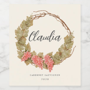 watercolor grape wine wreath homemade wine wine label