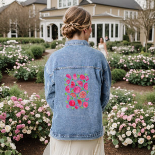 Watercolor  grapefruit denim jacket