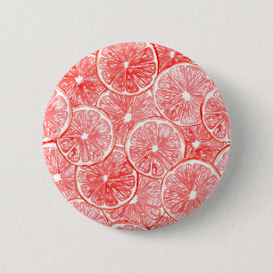 Watercolor grapefruit slices pattern 6 cm round badge