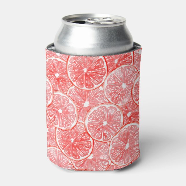 Watercolor grapefruit slices pattern can cooler (Can Front)