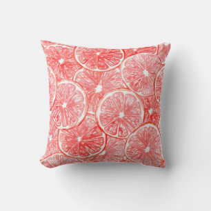 Watercolor grapefruit slices pattern cushion
