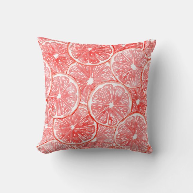 Watercolor grapefruit slices pattern cushion (Front)