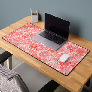 Watercolor grapefruit slices pattern desk mat