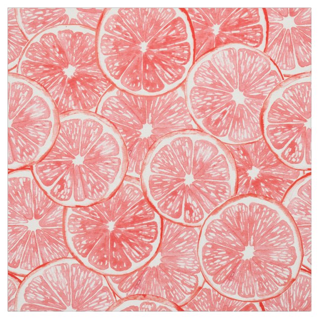 Watercolor grapefruit slices pattern fabric (Swatch)