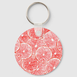 Watercolor grapefruit slices pattern key ring