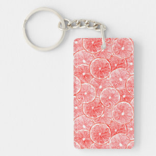 Watercolor grapefruit slices pattern key ring