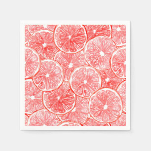 Watercolor grapefruit slices pattern napkin