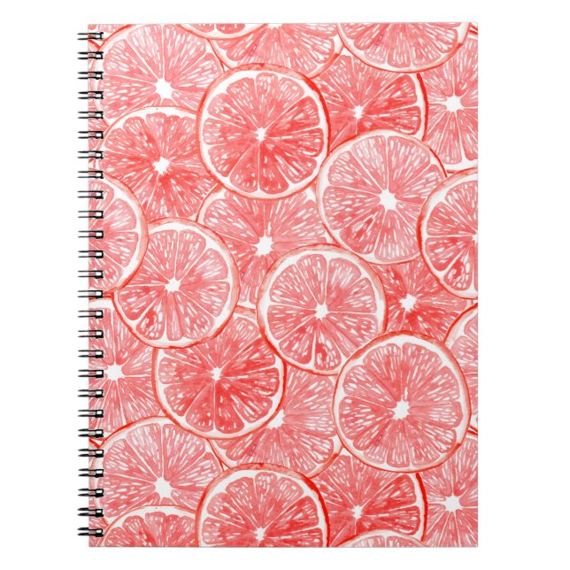 Watercolor grapefruit slices pattern notebook (Front)