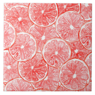 Watercolor grapefruit slices pattern tile