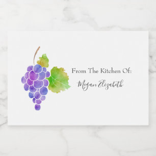 Watercolor Grapes 2 Food Label