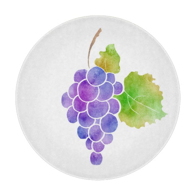 Watercolor Grapes Cutting Board (Front)