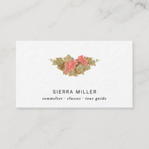 Watercolor grapes sommelier wine  business card