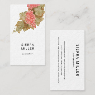Watercolor grapes sommelier wine business card