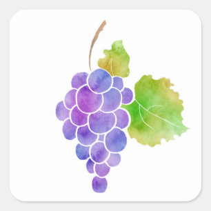 Watercolor Grapes Square Sticker