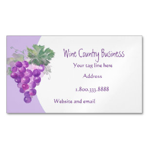Watercolor Grapes Wine Country Tours or Vineyard   Magnetic Business Card