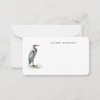Watercolor Great Blue Heron bird Little Card