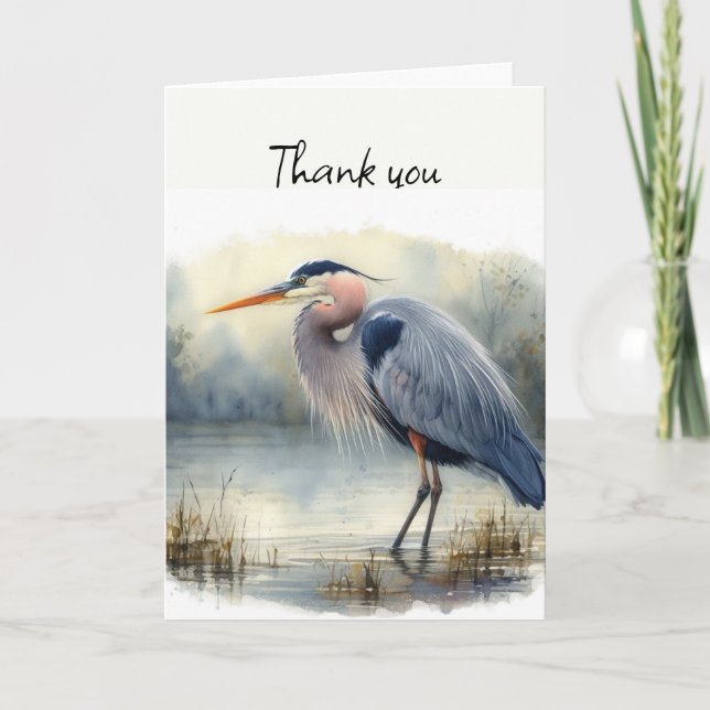Watercolor Great Blue Heron Bird Wildlife Nature  Card (Front)