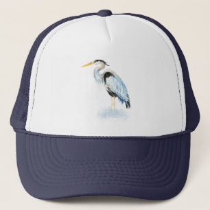 Watercolor Great Blue Heron Bird Wildlife Nature  Trucker Hat
