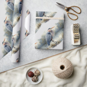 Watercolor Great Blue Heron Bird Wildlife Nature  Wrapping Paper