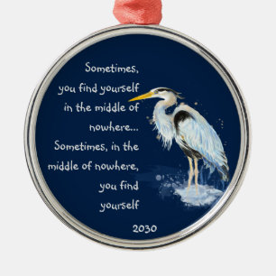 Watercolor Great Blue Heron Inspirational Quote Metal Tree Decoration