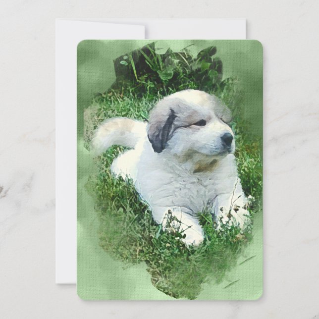 Watercolor Great Pyrenees Puppy - Relaxing (Front)