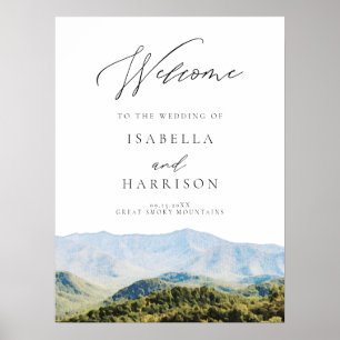 Watercolor Great Smoky Mountains Wedding Welcome Poster