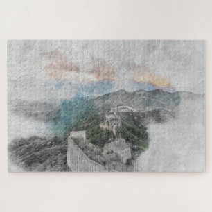 Watercolor great wall of china jigsaw puzzle