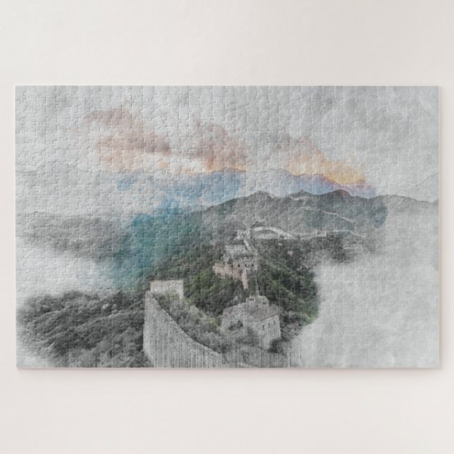 Watercolor great wall of china jigsaw puzzle (Horizontal)