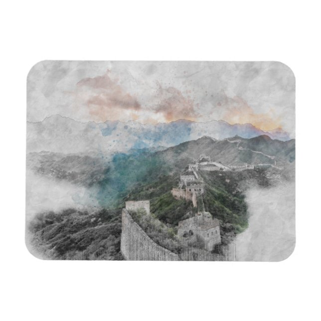 Watercolor great wall of china magnet (Horizontal)