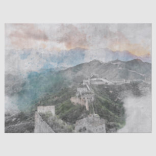Watercolor great wall of china tissue paper