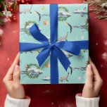 Watercolor Great White Shark Reef Christmas Wrapping Paper<br><div class="desc">This design may be personalised by choosing the customise further option. You may also transfer onto other items. Contact me at colorflowcreations@gmail.com or use the chat option at the top of the page if you wish to have this design on another product or need assistance. See more of my designs...</div>