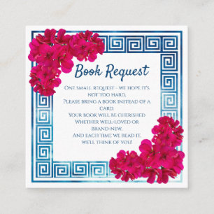 Watercolor Grecian Elegance Pink Baby Shower Book Enclosure Card