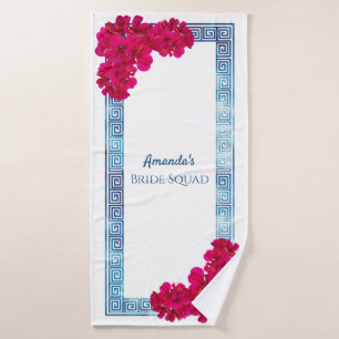 Watercolor Grecian Elegance + Pink Bride Squad Bath Towel