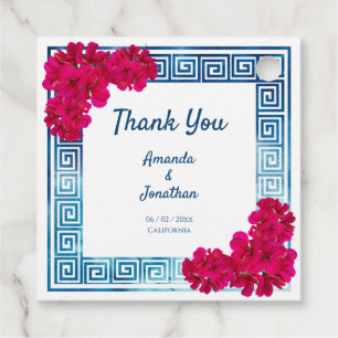 Watercolor Grecian Elegance + Pink Flowers Favour Tags
