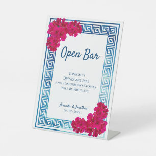 Watercolor Grecian Elegance + Pink Open Bar Pedestal Sign