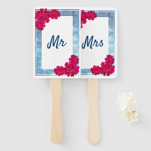 Watercolor Grecian Elegance + Pink Wedding Game Hand Fan
