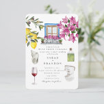 Watercolor Greece Wedding Blue tile Invitation<br><div class="desc">Watercolor Lemon Olive Citrus Santorini Blue Tile Mediterranean</div>