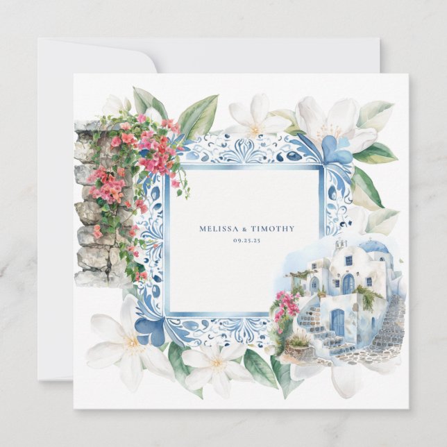 Watercolor Greece | Wedding Napkins Invitation (Front)