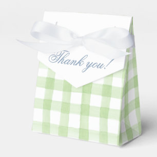 Watercolor Green and White Gingham Crest Favour Box