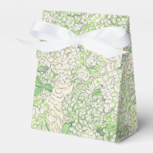 Watercolor Green and White Hydrangea Crest Favour Box