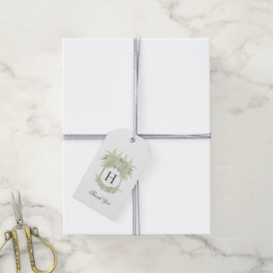 Watercolor Green and White Hydrangea Crest Gift Tags