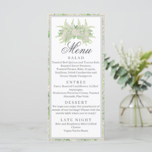Watercolor Green and White Hydrangea Crest Menu